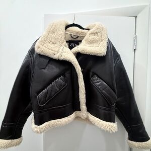 Zara faux leather shearling coat